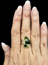 Load image into Gallery viewer, Green Chrome Chalcedony Ring, Size 7, Sterling Silver, Matorolite Gemstone, Higher Purpose Gem, Cancer &amp; Sagittarius