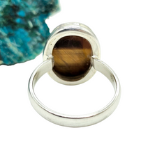 Load image into Gallery viewer, Tiger's Eye Ring, Size 9, Sterling Silver, Oval Shaped, Kundalini Awakening, Courage Gemstone, Protection Amulet, Leo Zodiac - GemzAustralia 