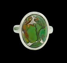 Load image into Gallery viewer, Green Mojave Turquoise Ring, Size 8, Sterling Silver, Oval Shape, Protection Stone, Goddess Stone - GemzAustralia 