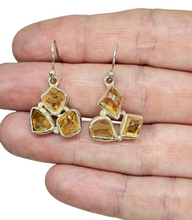 Load image into Gallery viewer, Raw Citrine Earrings, November Birthstone, Sterling Silver, Rough Gemstones, 3 Stone dangle, Stone of Abundance, Money Stone - GemzAustralia 