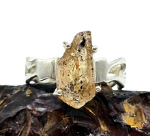 Load image into Gallery viewer, Imperial Topaz Ring, Size 7 3/4, Sterling Silver, Raw Gem, Filigree Band, Manifestation Stone, Solar Plexus Chakra, Rare Variety of Topaz - GemzAustralia 