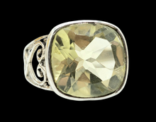 Load image into Gallery viewer, Lemon Quartz Heart Ring, Size P 1/2, Sterling Silver, 9 carats, Cushion Faceted, Powerful Gemstone, Mental Clarity - GemzAustralia 