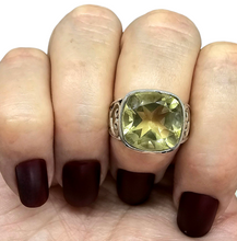 Load image into Gallery viewer, Lemon Quartz Heart Ring, Size P 1/2, Sterling Silver, 9 carats, Cushion Faceted, Powerful Gemstone, Mental Clarity - GemzAustralia 