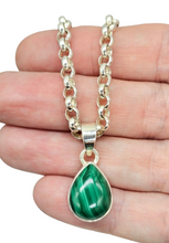 Load image into Gallery viewer, Malachite Pendant, Pear Shaped, Sterling Silver, Rich Green Gemstone, Bezel Setting, Visionary Gemstone, Warns of Danger - GemzAustralia 