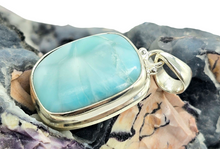 Load image into Gallery viewer, Rectangle Shaped Larimar Pendant, Dolphin Stone, Stone of Atlantis, Sterling Silver, Spiritual Gemstone, Fire &amp; Water Elements, Volcanic Gem - GemzAustralia 