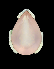 Load image into Gallery viewer, Rose Quartz Ring, Size 6.75, Sterling Silver, Pear Shape, 20 Carats, Love Stone, Unconditional Love, Pink Gem - GemzAustralia 