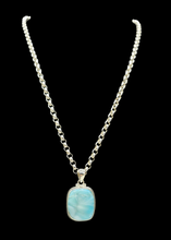 Load image into Gallery viewer, Rectangle Shaped Larimar Pendant, Dolphin Stone, Stone of Atlantis, Sterling Silver, Spiritual Gemstone, Fire &amp; Water Elements, Volcanic Gem - GemzAustralia 