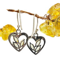 Load image into Gallery viewer, Citrine Heart Earrings, Sterling Silver, November Birthstone, Stone of Happiness, Wealth &amp; Success, Heart Jewellery - GemzAustralia 