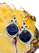 Load image into Gallery viewer, Australian Blue Sapphire Earrings, 10.5 carats, Sterling Silver, Diamond faceted, September Birthstone, Wisdom Stone, Love Stone - GemzAustralia 