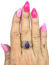 Load image into Gallery viewer, Purple Turquoise Ring, Size 8, Sterling Silver, Pear Shaped, Goddess Gem, Protection Stone, Powerful Stone, Good Fortune - GemzAustralia 