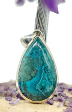 Load image into Gallery viewer, Pear Shattuckite Pendant, Sterling Silver, mix of Azurite, Chrysocolla &amp; Malachite, Vivid Blue and Green Colours, Spirit Guide - GemzAustralia 