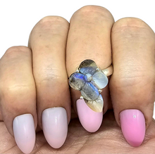 Load image into Gallery viewer, Boulder Opal Ring in a floral design, Size O 1/2, Solid Opal, Australian Opal, Sterling Silver, October Birthstone - GemzAustralia 