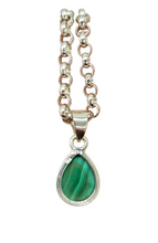 Load image into Gallery viewer, Malachite Pendant, Pear Shaped, Sterling Silver, Rich Green Gemstone, Bezel Setting, Visionary Gemstone, Warns of Danger - GemzAustralia 