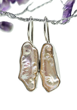 Load image into Gallery viewer, Biwa Pearl Earrings, Sterling Silver, June Birthstone, Highly Lustrous Pearls, Freshwater Pearl, Irregular Pearls - GemzAustralia 