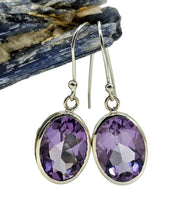 Load image into Gallery viewer, Amethyst Filigree Earrings, Oval Faceted, Sterling Silver,  17 carats, February Birthstone, 6th Anniversary Gemstone