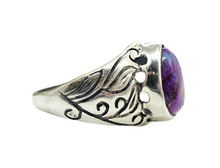 Load image into Gallery viewer, Purple Turquoise Ring, Size 8, Sterling Silver, Pear Shaped, Goddess Gem, Protection Stone, Powerful Stone, Good Fortune - GemzAustralia 