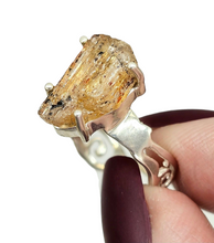 Load image into Gallery viewer, Imperial Topaz Ring, Size 7 3/4, Sterling Silver, Raw Gem, Filigree Band, Manifestation Stone, Solar Plexus Chakra, Rare Variety of Topaz - GemzAustralia 