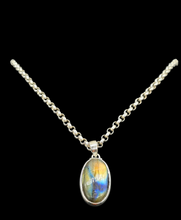 Load image into Gallery viewer, Spectrolite Labradorite Pendant, Sterling Silver, Oval Cabochon, Magical Stone, Trust in the Universe Stone - GemzAustralia 