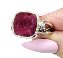 Load image into Gallery viewer, Cushion cut Ruby Ring, Size 9, 40th Anniversary Stone, 12 carats, Sterling Silver, July Birthstone, Energy Stone - GemzAustralia 