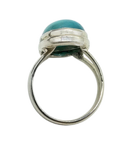 Load image into Gallery viewer, Peruvian Amazonite Ring, Size 7, Sterling Silver, Natural Glowing Seafoam Blue Green Colour, Amazing Natural Gemstone - GemzAustralia 