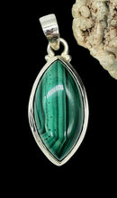 Load image into Gallery viewer, Malachite Pendant, Marquise Shape, Sterling Silver, Rich Green Gemstone, Bezel Setting, Visionary Gem, Warns of Danger - GemzAustralia 