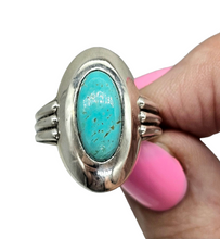 Load image into Gallery viewer, Blue Turquoise Ring, Size 8.25, Sterling Silver, Oval Shaped, Protection Stone, Love Rock, December Birthstone - GemzAustralia 
