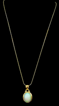 Load image into Gallery viewer, Solid African Opal Pendant, 18K Gold Plated Sterling Silver, October Birthstone, Aura Gem, Psychic Gemstone, Precognition Stone, Oval Shaped - GemzAustralia 