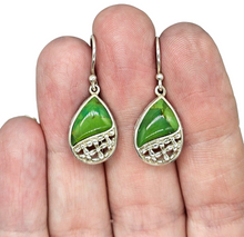 Load image into Gallery viewer, Green Mojave Turquoise Earrings, Pear Shaped, Sterling Silver, Protection Stone, Connects with Great Spirit of the Sky, Power Stone - GemzAustralia 