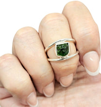 Load image into Gallery viewer, Rough Chrome Diopside Ring, Size 8, Siberian Emerald, Sterling Silver, Double Band, Holds Mysteries of the Universe