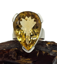 Load image into Gallery viewer, AAA Citrine Ring, Sterling Silver, Size M, Pear Faceted, 18 carats, November Birthstone, Money Stone, Success Gemstone, Abundance Gem - GemzAustralia 