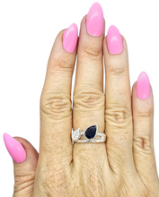Load image into Gallery viewer, Art Nouveau Iolite Ring, Size 8, Sterling Silver, Water Sapphire, Blue Violet Gemstone, Connects to Angels, Viking's Compass - GemzAustralia 