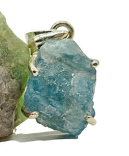 Load image into Gallery viewer, Raw Aquamarine Pendant, March Birthstone, Sterling Silver, Courage Gem, Communication with the Divine, Natural Rough Stone - GemzAustralia 