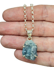 Load image into Gallery viewer, Raw Aquamarine Pendant, March Birthstone, Sterling Silver, Courage Gem, Communication with the Divine, Natural Rough Stone - GemzAustralia 