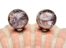 Load image into Gallery viewer, Rough Amethyst Studs, Rose Gold Plated Sterling Silver, February Birthstone, Raw Amethyst Stud Earrings, Protection Stone - GemzAustralia 