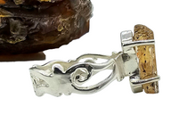 Load image into Gallery viewer, Imperial Topaz Ring, Size 7 3/4, Sterling Silver, Raw Gem, Filigree Band, Manifestation Stone, Solar Plexus Chakra, Rare Variety of Topaz - GemzAustralia 