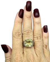 Load image into Gallery viewer, Lemon Quartz Heart Ring, Size P 1/2, Sterling Silver, 9 carats, Cushion Faceted, Powerful Gemstone, Mental Clarity - GemzAustralia 
