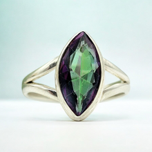 Load image into Gallery viewer, 5 carat Mystic Topaz Ring, Marquise Shape, Size 7 3/4, Sterling Silver, Purple / Green Gemstone, Fire Topaz, Rainbow Topaz - GemzAustralia 
