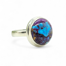 Load image into Gallery viewer, Purple &amp; Blue Mojave Turquoise Ring, Size 6.5, Round Shaped, Sterling Silver, Goddess Gem, Protection Stone - GemzAustralia 