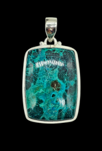 Load image into Gallery viewer, Chrysocolla Pendant, Rectangle Shaped, Sterling Silver, Turquoise Green Blue Gem, Communication Stone, Serenity Stone - GemzAustralia 