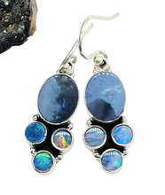 Load image into Gallery viewer, Opal Dangly Earrings, October Birthstone, Sterling Silver, Australian Opal Doublets, Love &amp; Passion Stone, Four Stone Drops, Genuine Gems - GemzAustralia 
