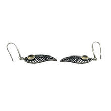 Load image into Gallery viewer, Citrine Earrings, Leaf Design, Sterling Silver, November Birthstone, Luck &amp; Fortune Stone, Wealth and Success Stone - GemzAustralia 