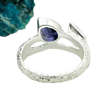 Load image into Gallery viewer, Art Nouveau Iolite Ring, Size 8, Sterling Silver, Water Sapphire, Blue Violet Gemstone, Connects to Angels, Viking's Compass - GemzAustralia 