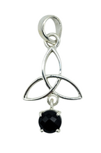 Load image into Gallery viewer, Celtic Knot, Black Onyx Pendant, Sterling Silver, Protection Stone, lucky Gem, Strength Giving Gem - GemzAustralia 