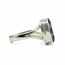 Load image into Gallery viewer, 5 carat Mystic Topaz Ring, Marquise Shape, Size 7 3/4, Sterling Silver, Purple / Green Gemstone, Fire Topaz, Rainbow Topaz - GemzAustralia 