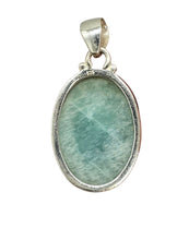 Load image into Gallery viewer, Peruvian Amazonite Pendant, Sterling Silver, Natural glowing seafoam blue green colour, amazing natural Gemstone - GemzAustralia 