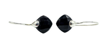 Load image into Gallery viewer, Black Onyx Earrings, Diamond Checkerboard faceted, Sterling Silver, Protection Stone, lucky Gemstone - GemzAustralia 