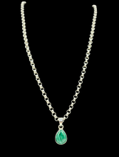 Load image into Gallery viewer, Malachite Pendant, Pear Shaped, Sterling Silver, Rich Green Gemstone, Bezel Setting, Visionary Gemstone, Warns of Danger - GemzAustralia 