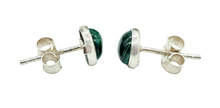 Load image into Gallery viewer, Malachite Studs, Sterling Silver, Round Shaped Earrings, Beautiful Rich Green Gemstone, Visionary Stone, Protection Gem - GemzAustralia 