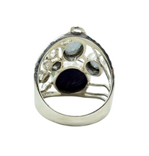 Load image into Gallery viewer, Charoite &amp; Mystic Topaz Ring, Size 7, Sterling Silver, Statement Piece, Four Stone Ring, Wearable Art - GemzAustralia 