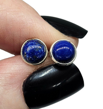 Load image into Gallery viewer, Lapis Lazuli Stud Earrings, Sterling Silver, Round Shaped, Protection Stone, Truth Stone, Relationships &amp; Love Stone - GemzAustralia 